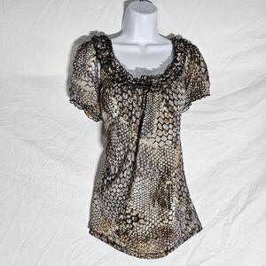 Vintage y2k animal print INC chiffon nylon babydoll blouse